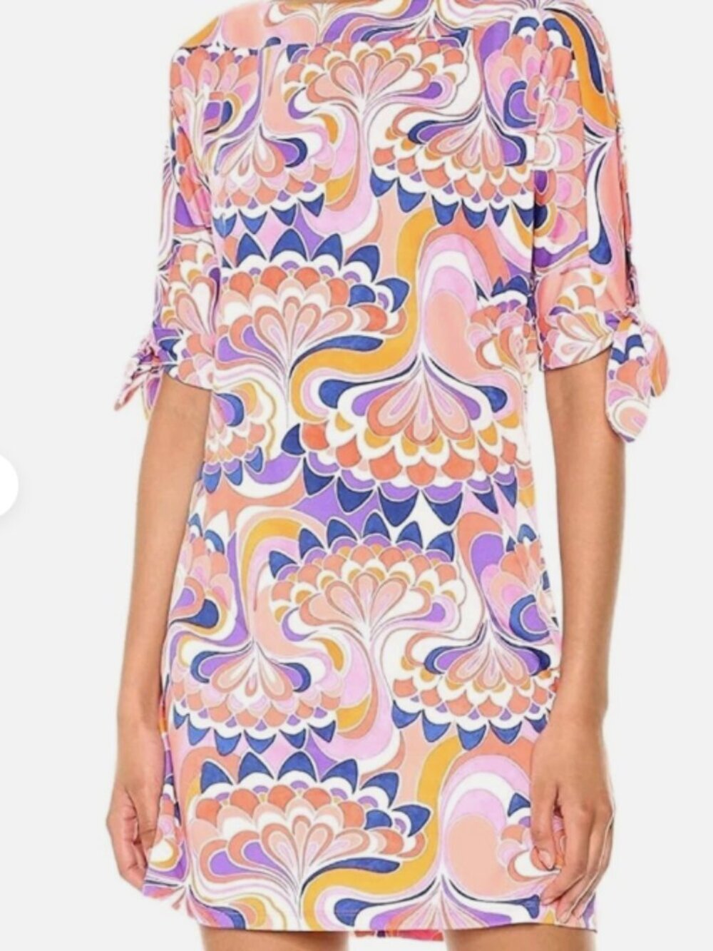 Trina Turk Orange Paisley Midi Shift Dress – Size M